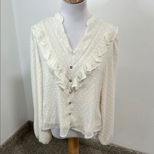 Polagram Cream Ruffle Blouse